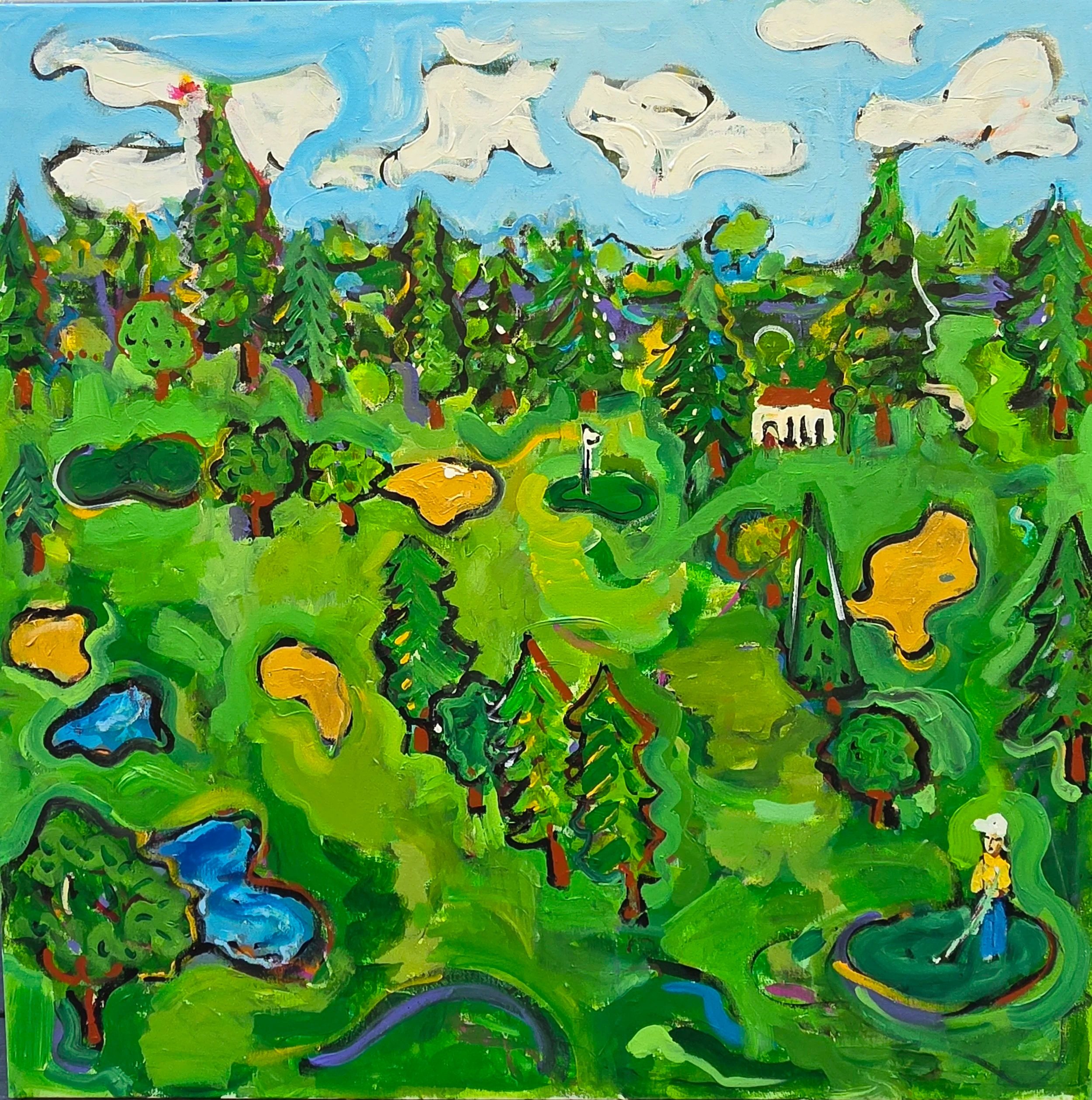 Golf Course with Ponds - 30" x 30" - $525