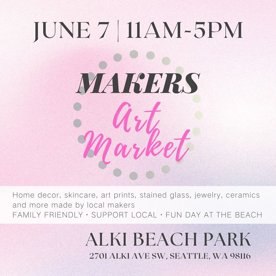 @makersartmarket is back on Alki this Saturday! If you&rsquo;re down for a sunny day at the beach, stop by and check us out! 
&bull;
&bull;
&bull;
&bull;
&bull;
#seattleartist #supportsmallbusiness #seattlemakers #handcrafted #localart #supportlocala