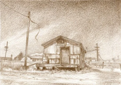 Desert Depot: Quiet / Prismacolor on paper