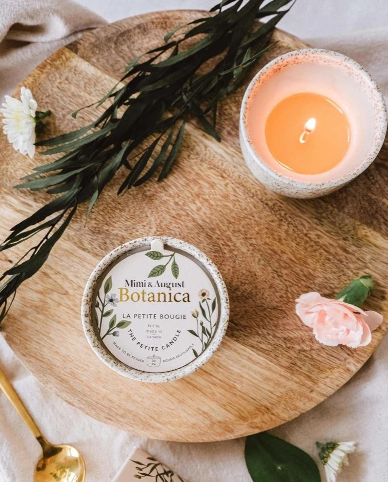Bougie botanica dans un joli pot de céramique réutilisable- 16$