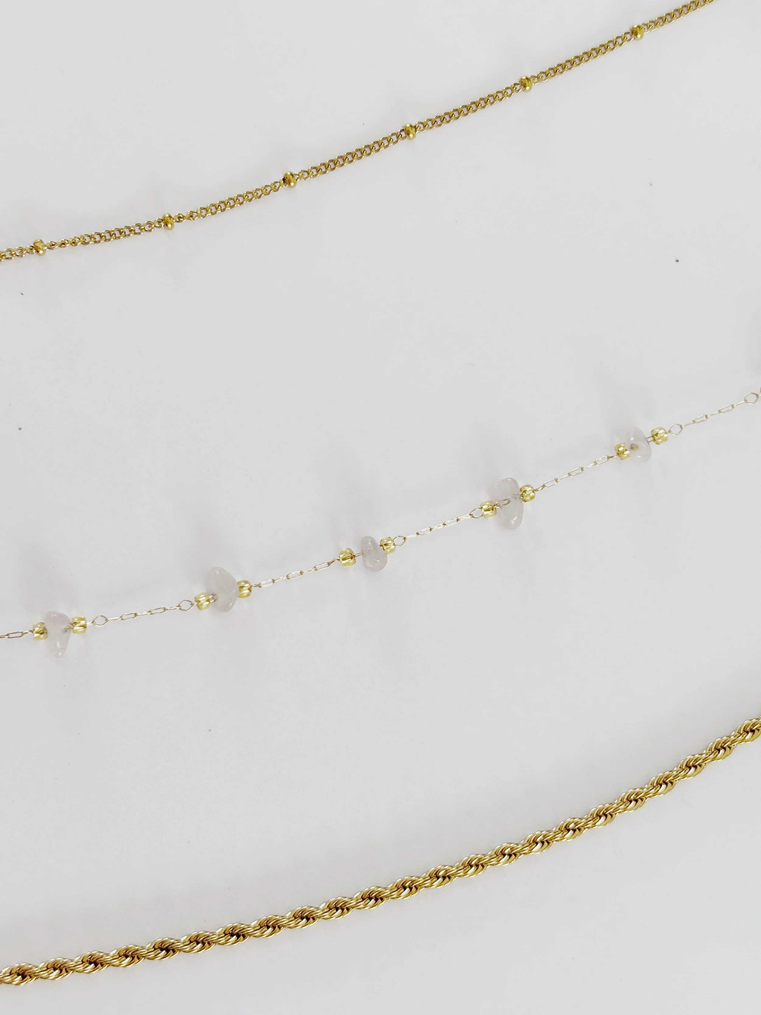 Chaînes plaquées or et quartz - 30$