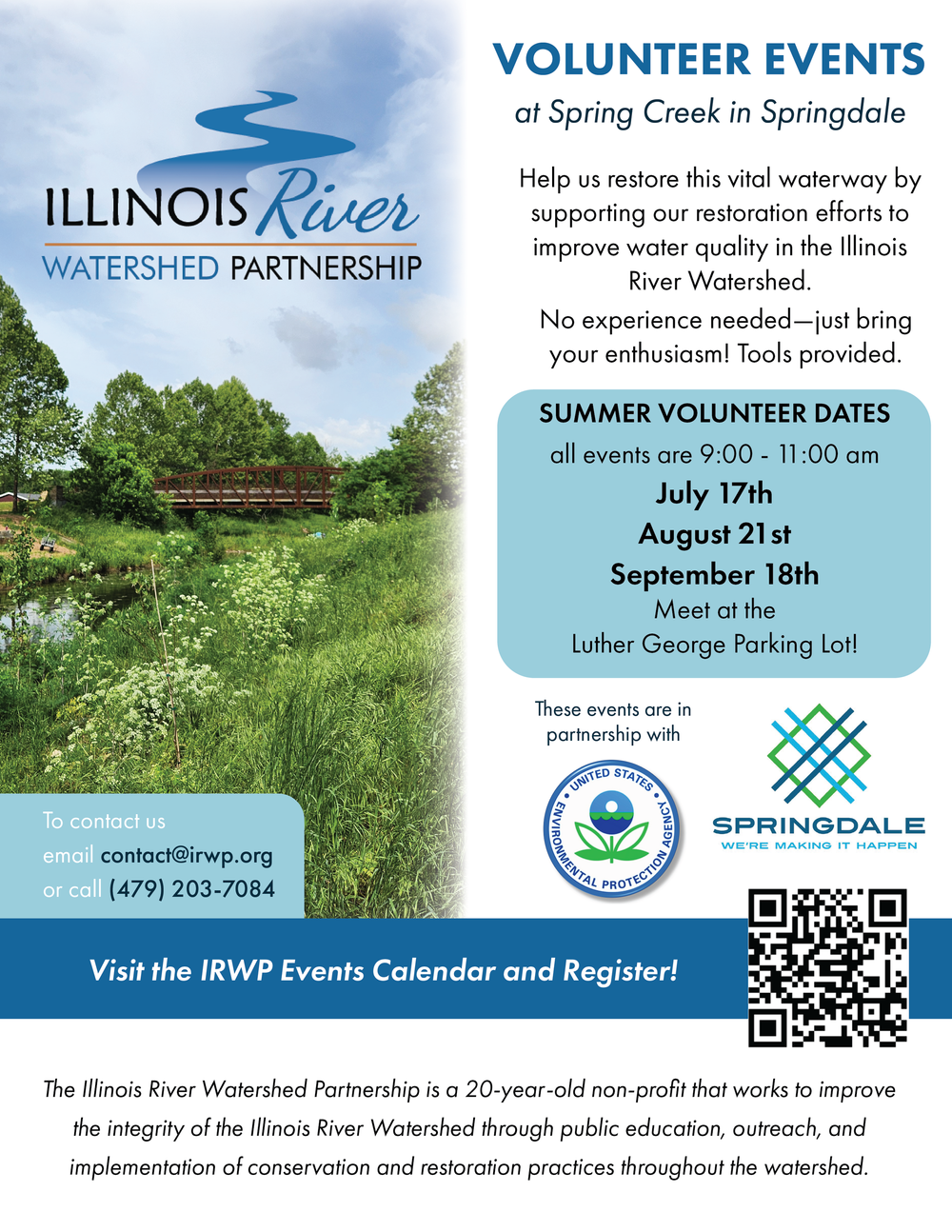Spring Volunteer Program Spring Creek Volunteer Day — Illinois River Watershed Partnership