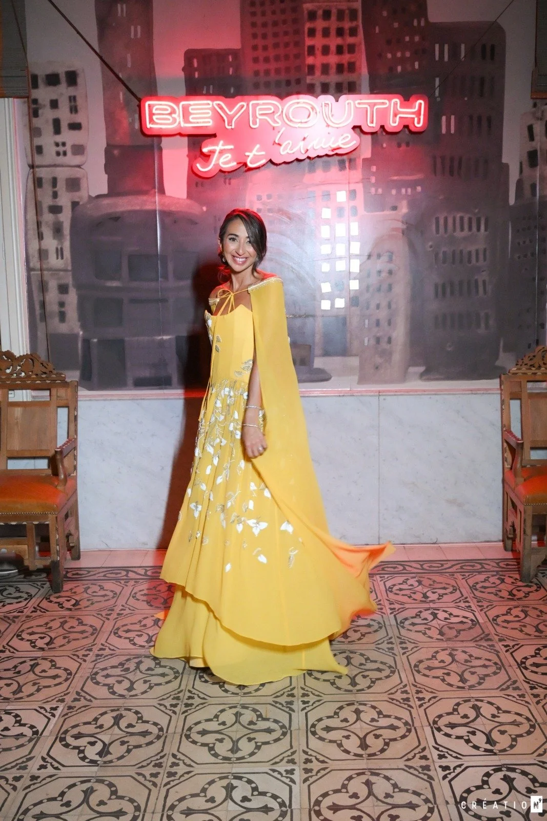 Alumni Karim Karam reworked Riwa Maktabi's mother's engagement dress into a fresh gown.