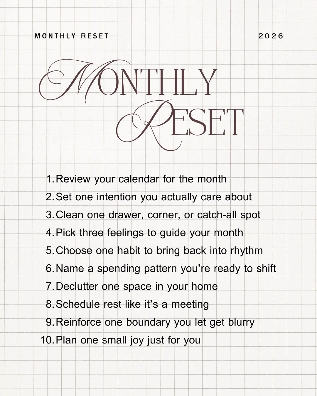 Monthly reset. 🤎 Why? I'm a firm believer in clutter kills 🫣 There is nothing worse and there is nothing that will keep you stuck in the mud than clutter. Creating space that feels peaceful, functional, and kind this year! 🤍