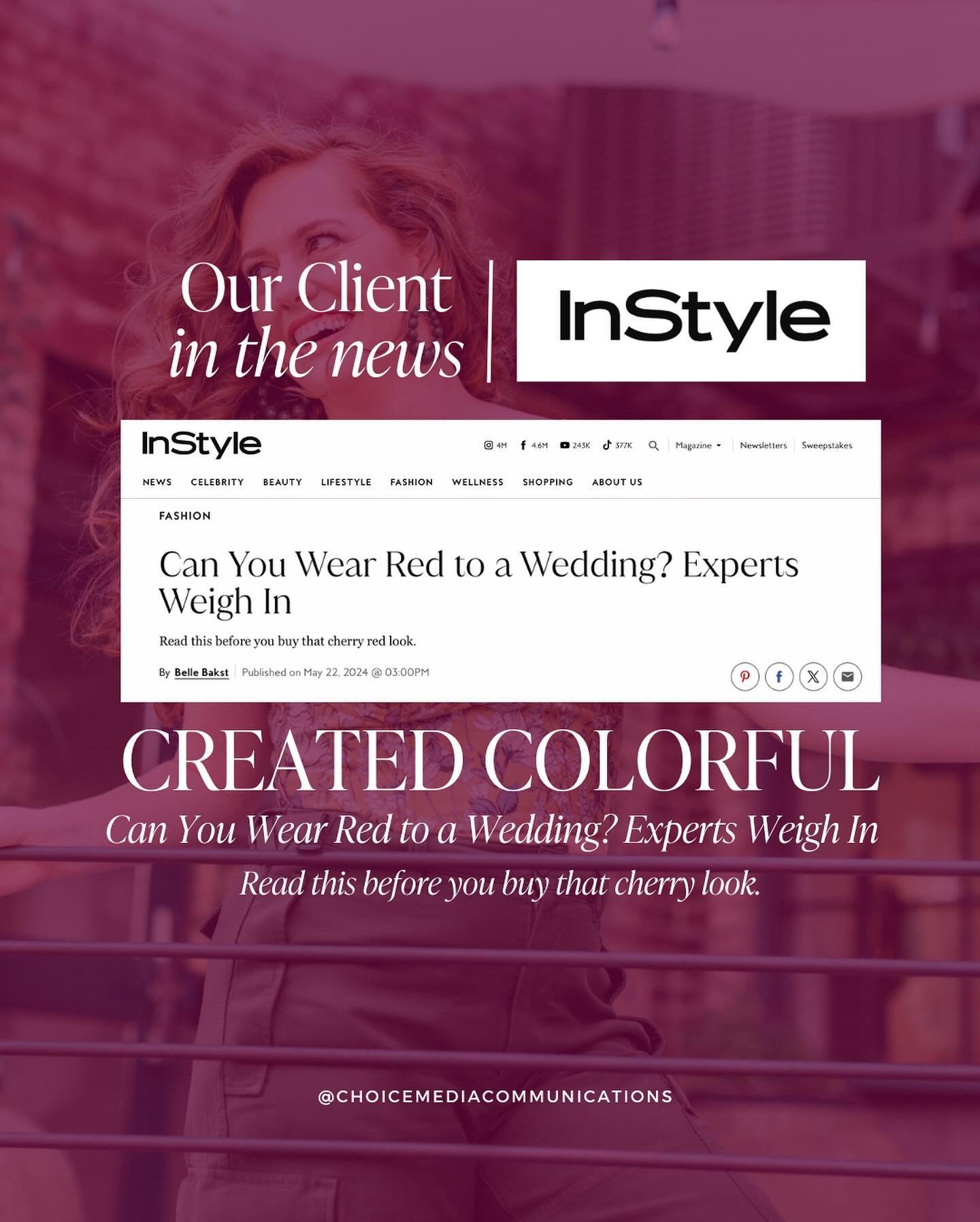 Lindsey Meyers, the founder of Created Colorful was interviewed as the color analyst expert for InStyle on if you should wear red to a wedding! 💫 

@instylemagazine @createdcolorful