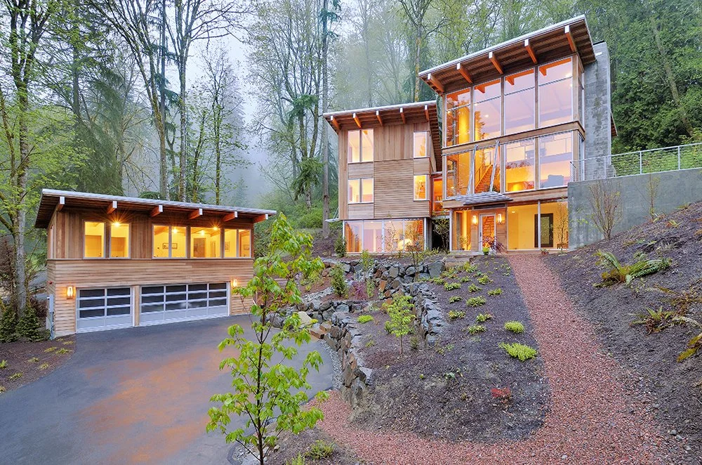 modern house in woods