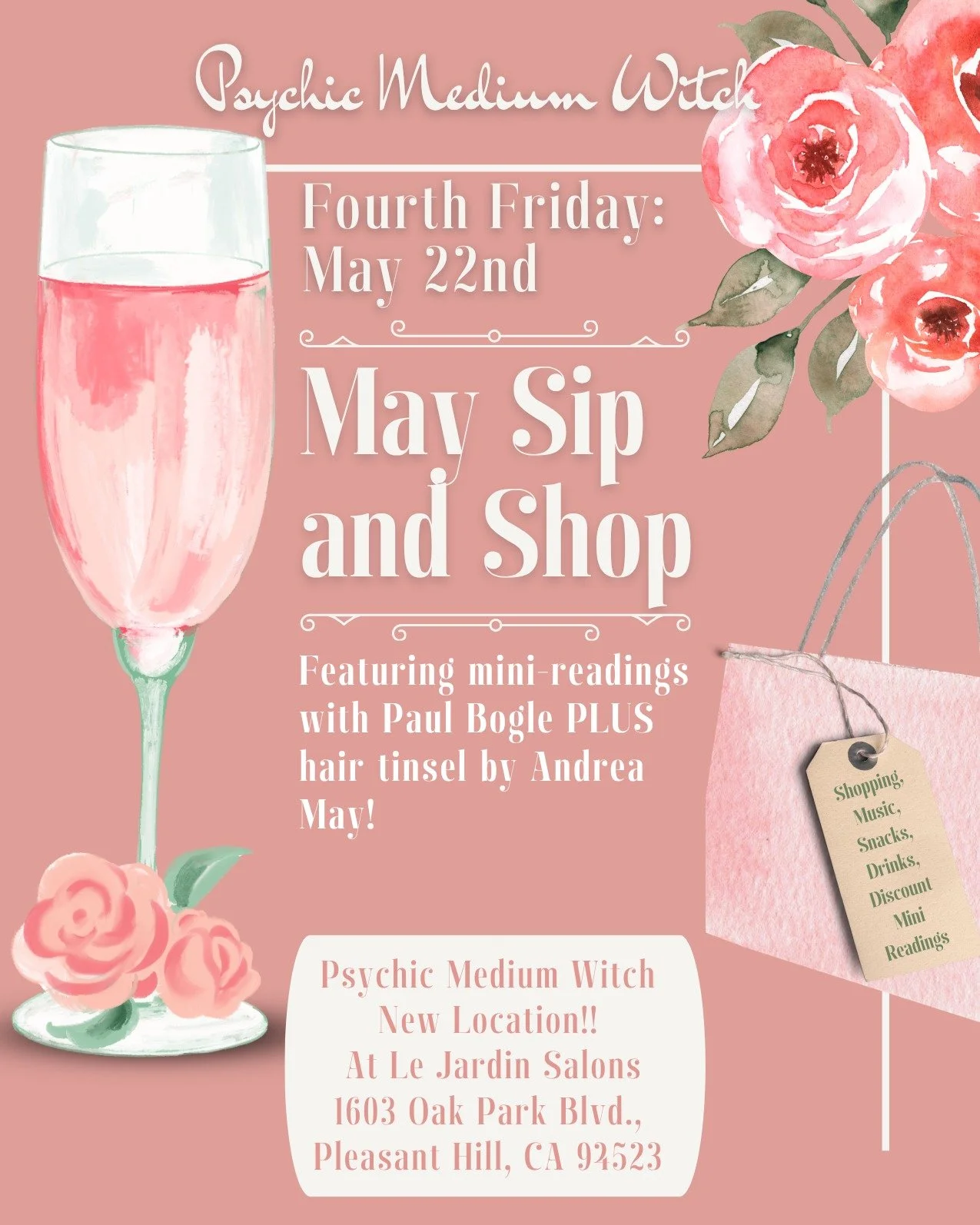 I&rsquo;m so excited for our Sip and Shop on FRIDAY - May 22nd!! 🎉🥂🛍️✨

We are featuring:

🪐 Our brilliant in-house astrologer, Paul Bogle!!! Paul will be offering discounted mini astrology readings for $25!!! This is the cheapest you will catch 