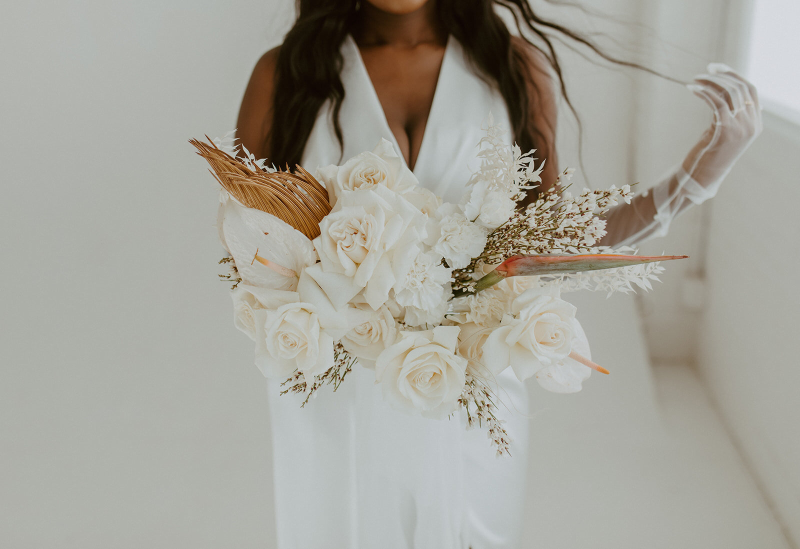  The Label RAIN wedding dress chic elegant styled wedding shoot with pearls by Abbey Rice Photography 