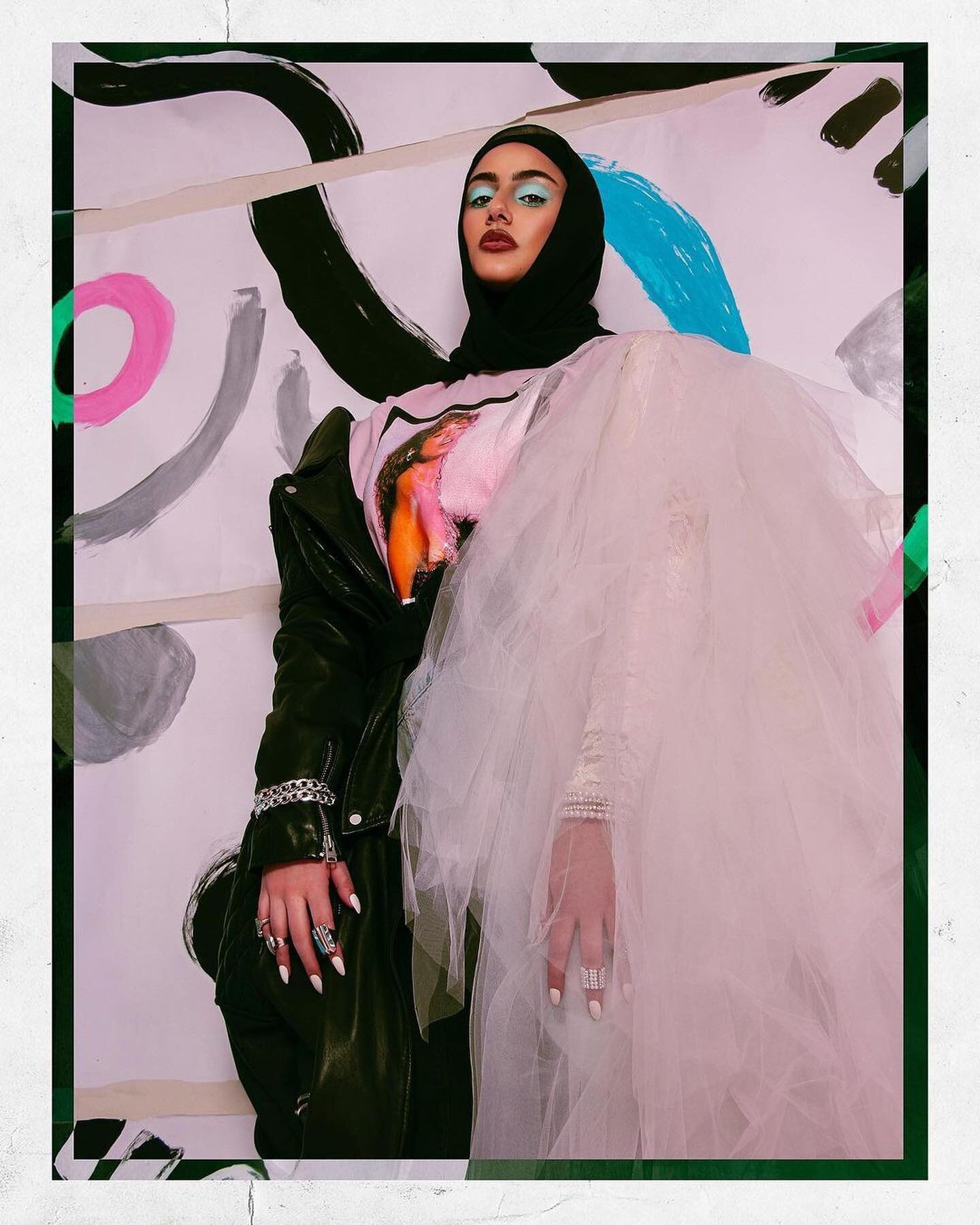 queen @faten.darbaj in strano tulle top, styled by @laniee.elizabeth, photographed by @_qweenton, w/ makeup by @neonbeigedisconaps //