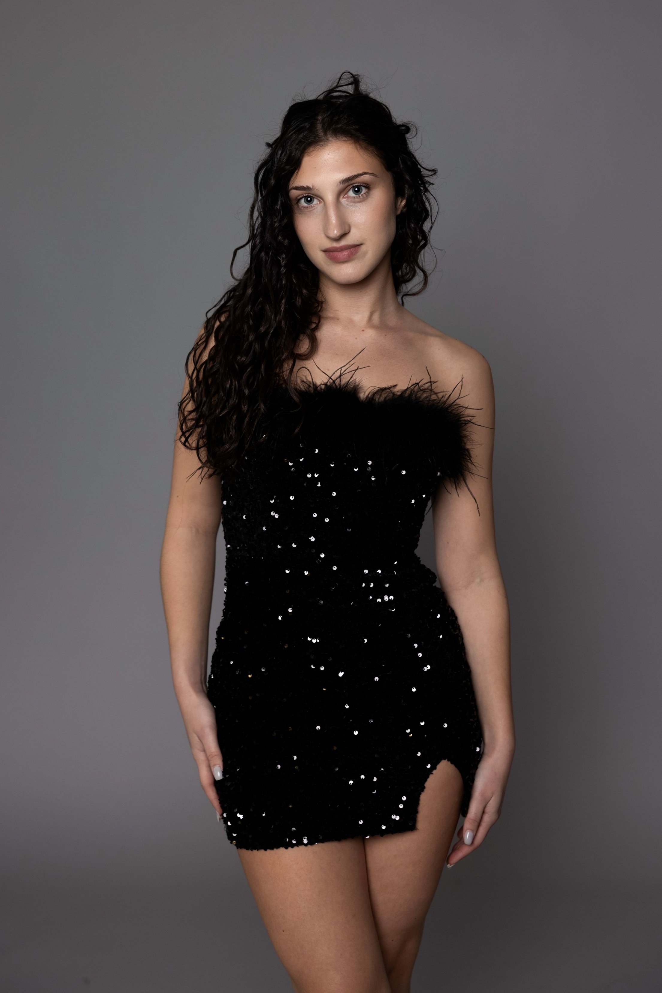 Sequin Feather Mini Dress