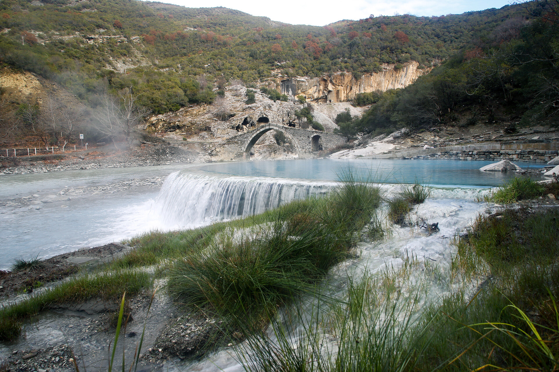 Europe's Best Free Natural Wild Hot Springs Thermal Baths - Llixhat e Benjes in Permet, Albania
