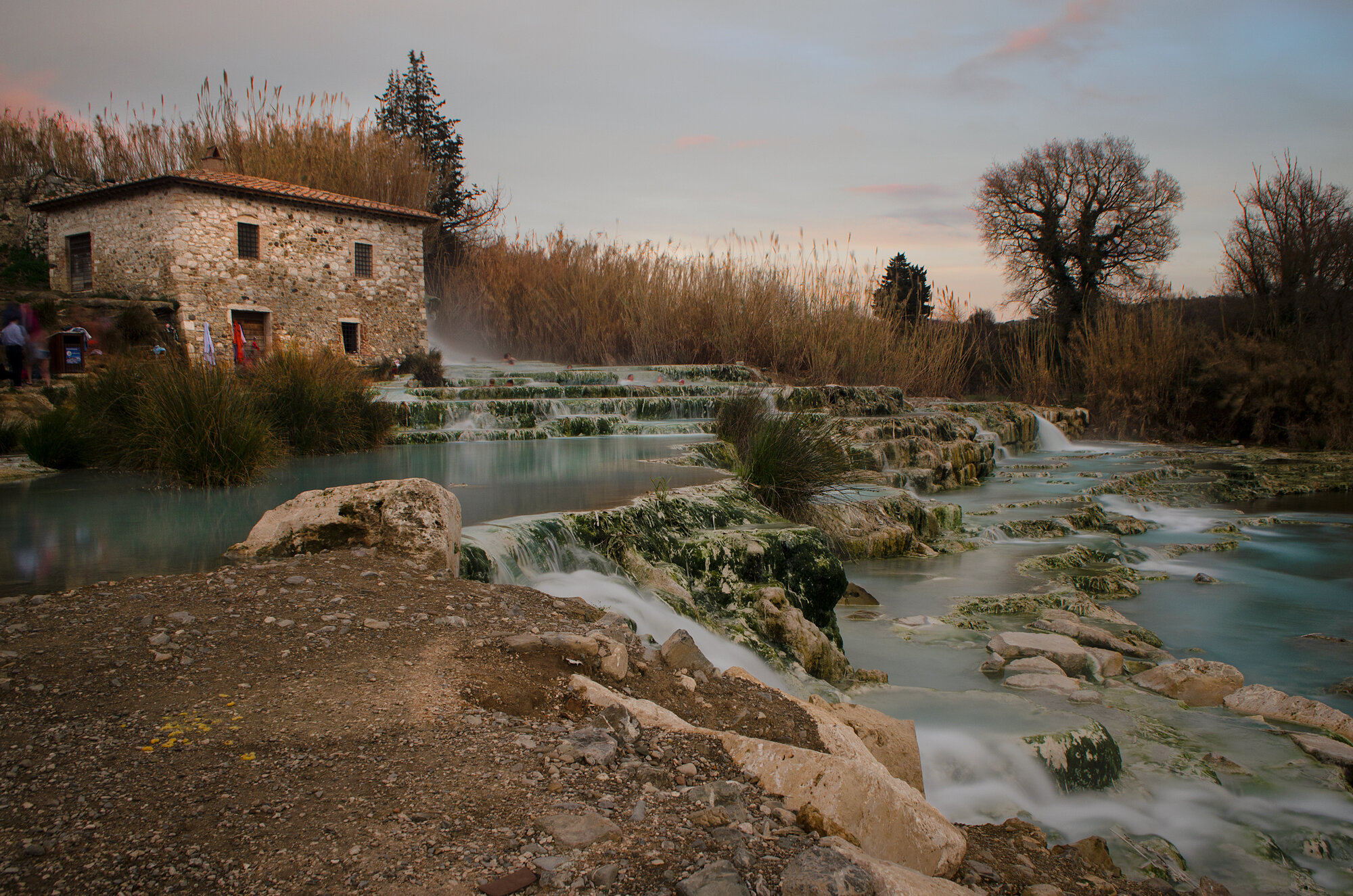 Europe's Best Free Natural Wild Hot Springs Thermal Baths - Cascate del Mulino in Saturnia, Italy