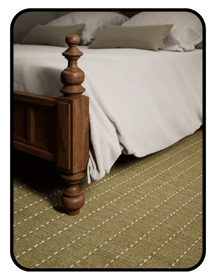 Birch Lane olive green wool area rug without backing