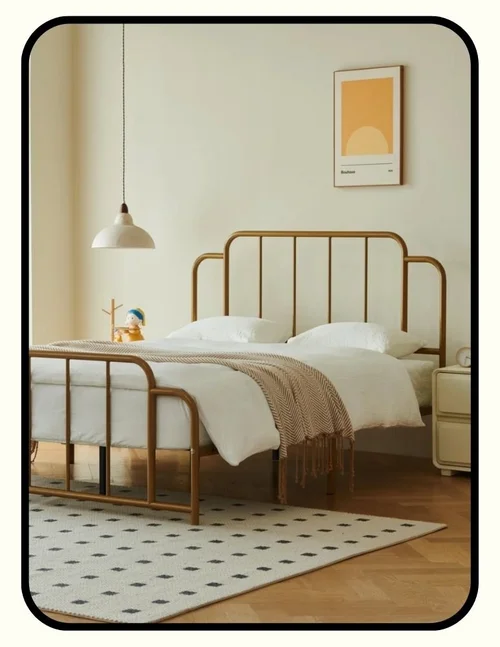 Wayfair powder-coated gold metal bed frame, non-toxic steel