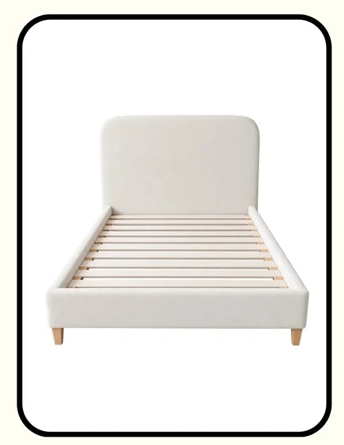 Cali Dreams custom handmade organic upholstered bed frame in GOTS certified fabric