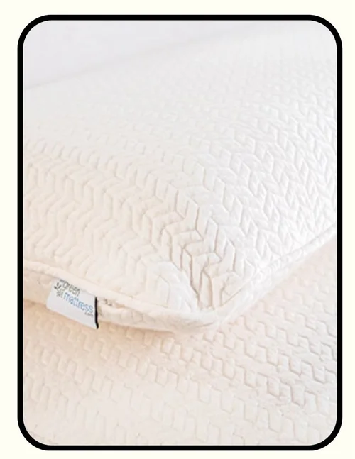 My Green Mattress organic Dunlop latex pillow with charcoal-infused GOLS latex in GOTS organic cotton