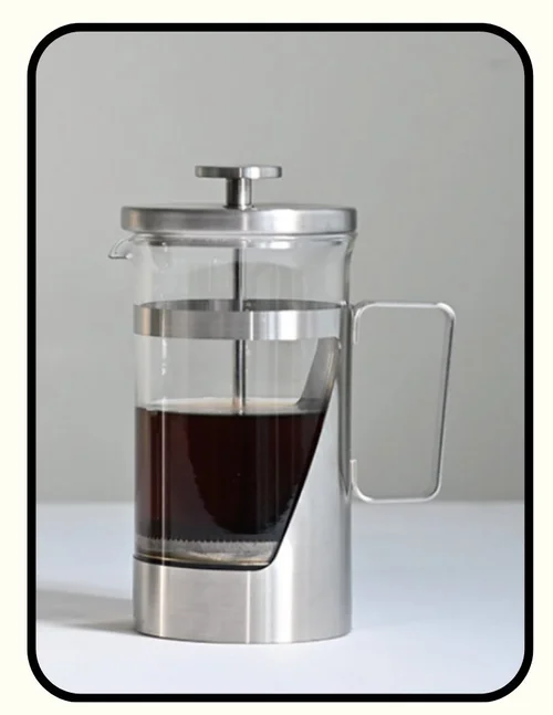 Hario glass and stainless steel plastic-free French press coffee maker