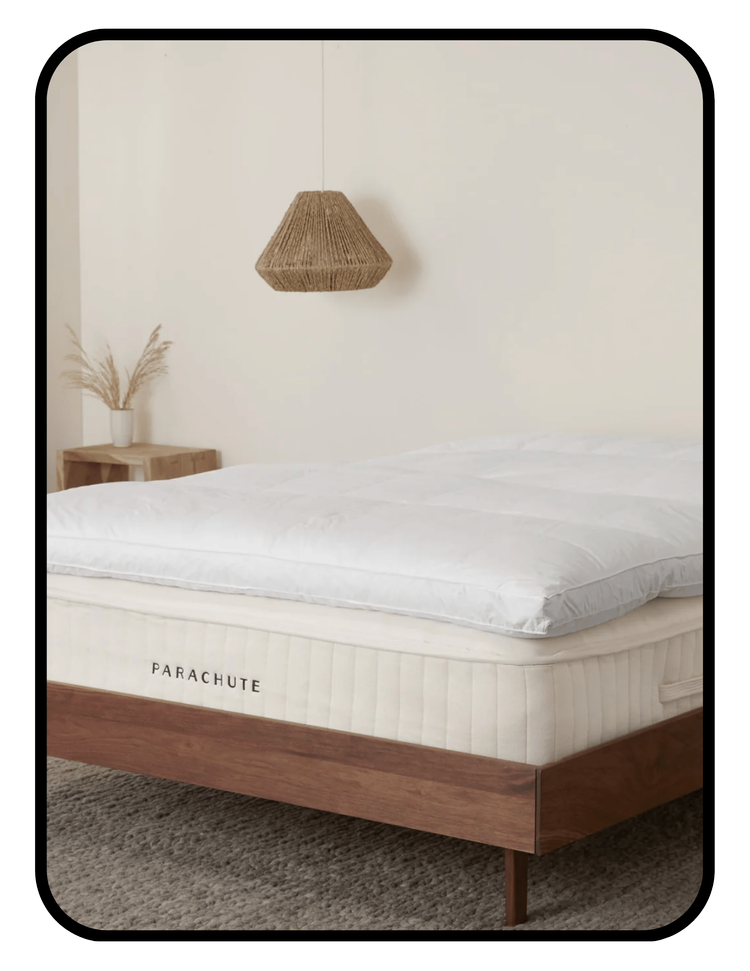 Parachute RDS certified down and feather mattress topper with OEKO-TEX cotton sateen encasement