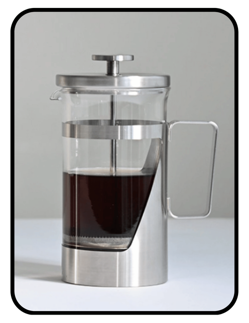 Hario glass and stainless steel plastic-free French press coffee maker