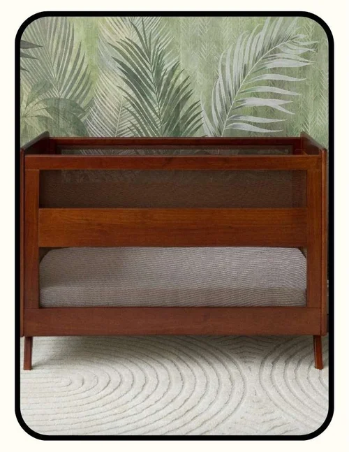 HALO non-toxic crib with solid and engineered wood frame and polyester mesh sides