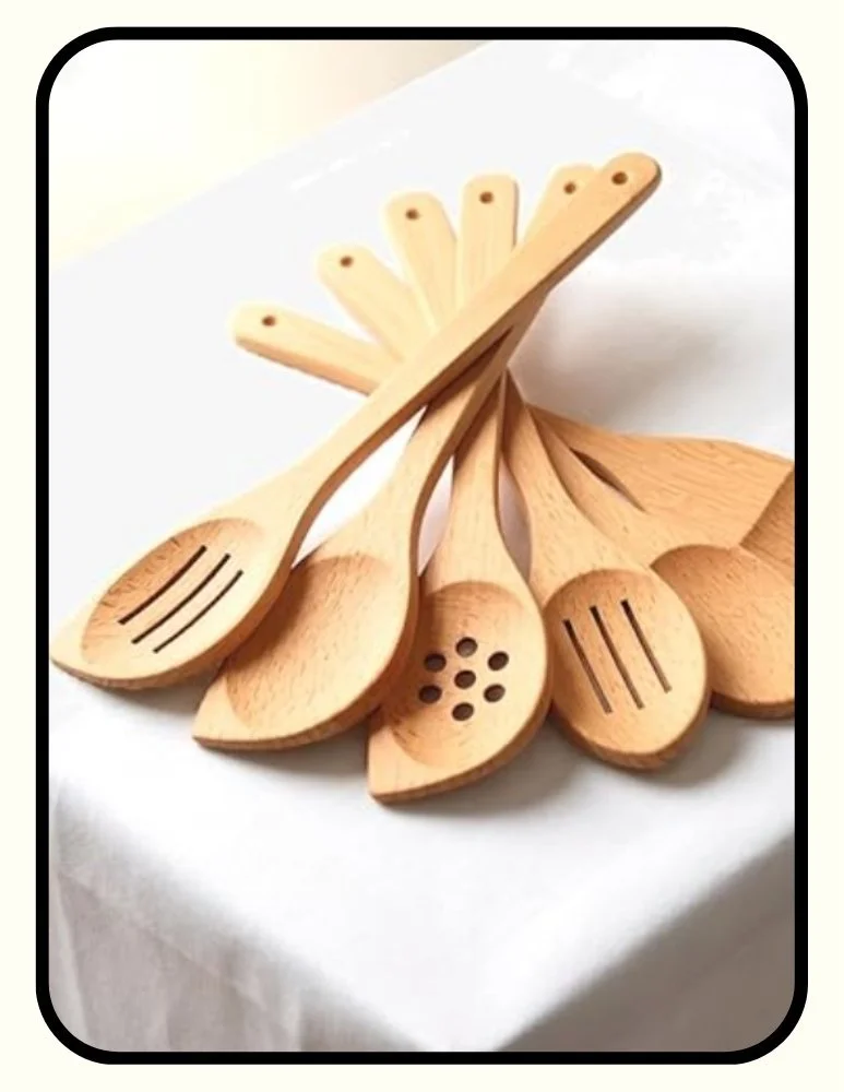 Ecosall unfinished solid wood non-toxic cooking utensils