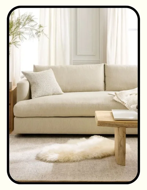 Quince couch with OEKO-TEX Class II polyester and low-formaldehyde certified frame