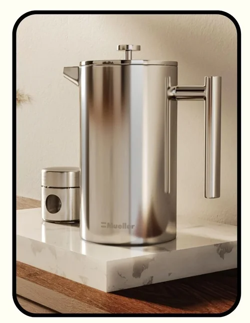 Mueller stainless steel French press coffee maker with no plastic parts