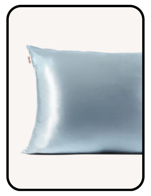 Kitsch OEKO-TEX certified satin pillowcase in dusty blue