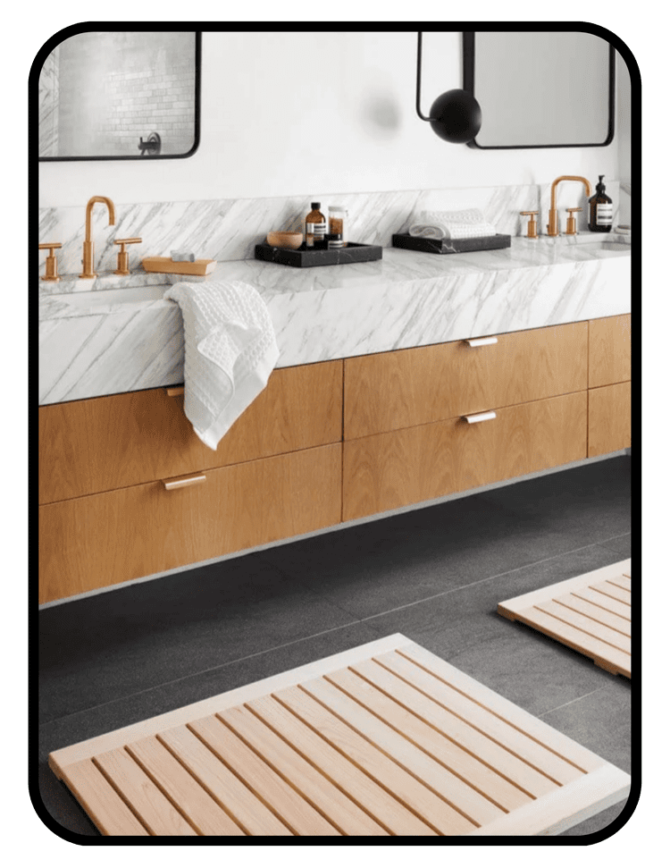 The Citizenry unfinished Hinoki cypress wooden bath mat