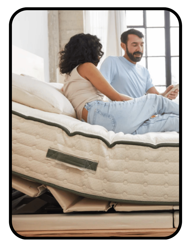 Avocado non-toxic adjustable bed base with GOTS organic cotton and rubberwood legs