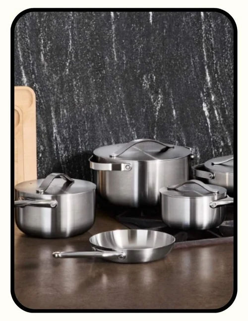 Uncoated stainless steel cookware