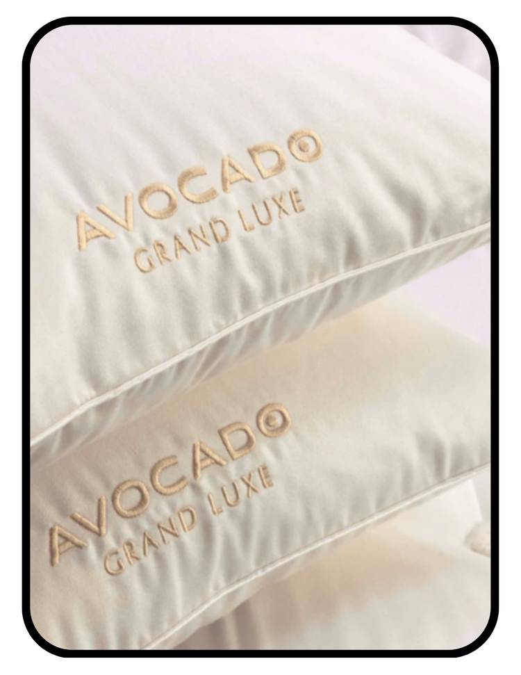 Avocado Grand Luxe luxury pillow with Talalay latex and down fill in organic wool and cotton encasement
