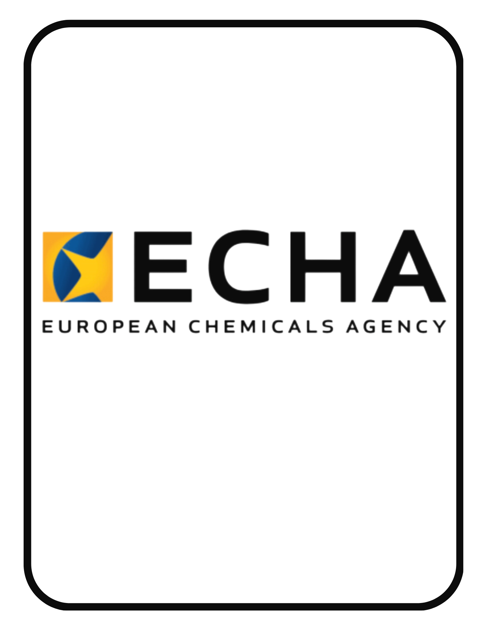 Logo of the European Chemicals Agency (ECHA) featuring a stylized star in a yellow and blue square, with the text 'ECHA' and 'European Chemicals Agency' beneath it.