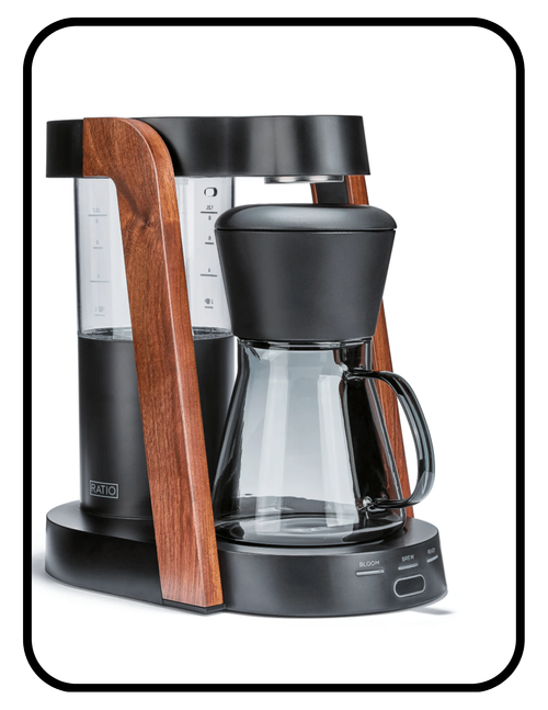 Ratio Eight Series 2 low-plastic coffee brewer with borosilicate glass and stainless steel