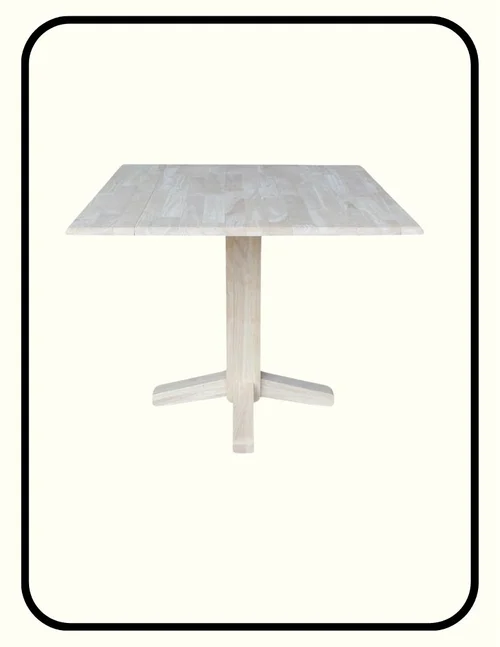 International Concepts affordable unfinished solid wood square dining table with pedestal base