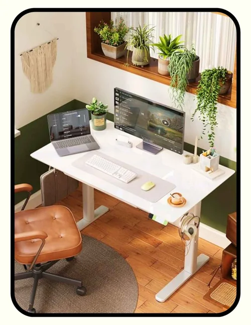 Glass and metal desk