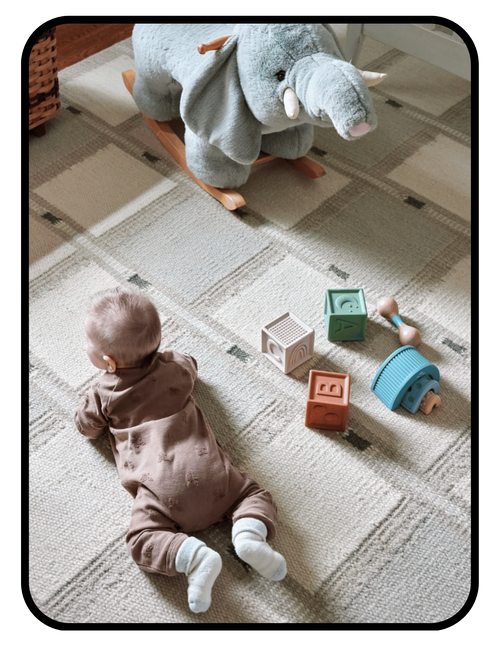 Organic Weave GOTS certified organic wool and cotton rug used as a large non toxic play mat