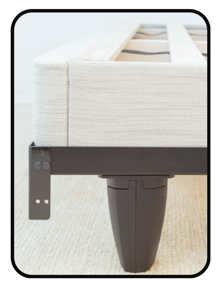 PlushBeds reclaimed powder-coated steel metal bed frame, tool-free assembly