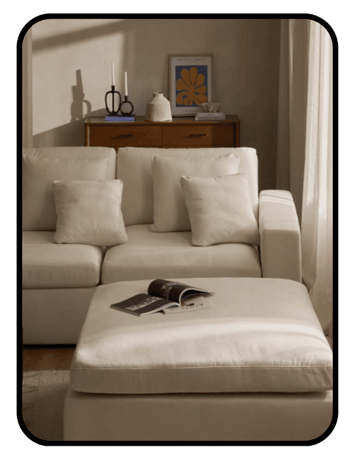 Silk and Snow modular non-toxic sectional with OEKO-TEX certified upholstery