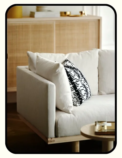 IKEA sofa with PFAS-free polyester upholstery and engineered wood frame
