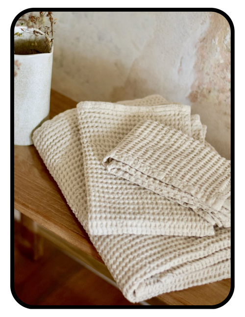 Magic Linen OEKO-TEX certified linen cotton blend waffle bath towel set