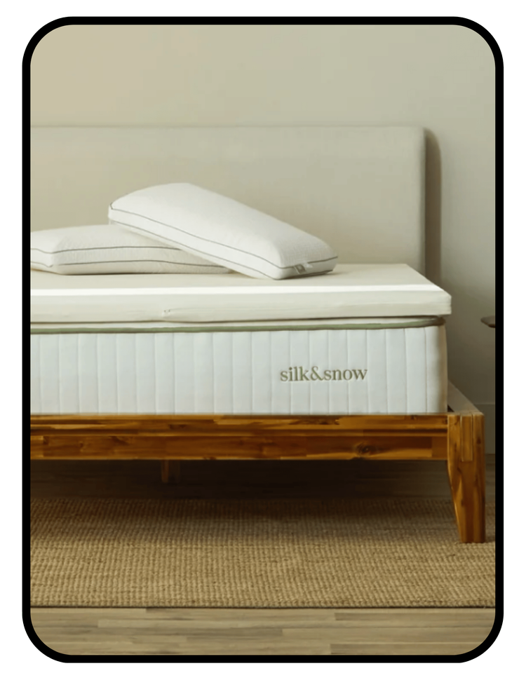 Silk and Snow GOLS organic Dunlop latex mattress topper with GOTS organic cotton encasement