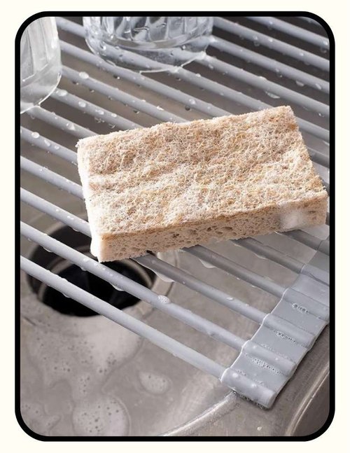 Di Oro LFGB-certified silicone over-sink roll-up dish drying rack