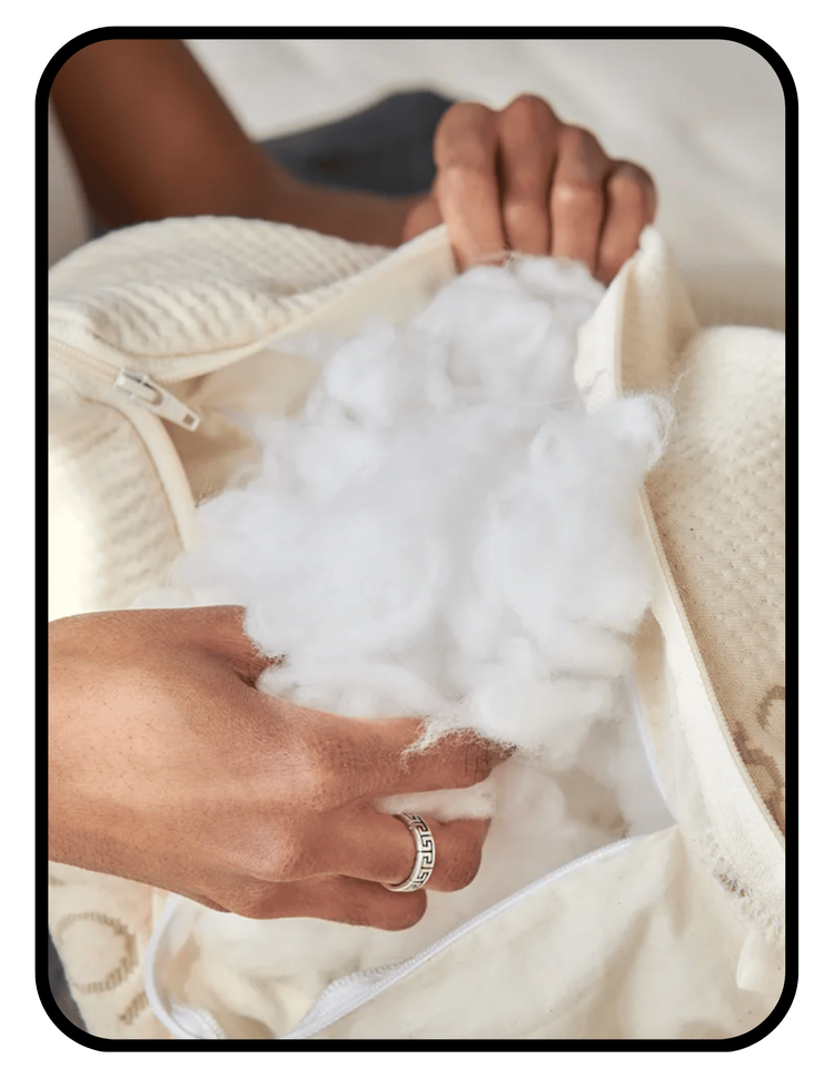 Naturepedic PLA pillow with OEKO-TEX certified plant-based PLA fill and GOTS organic cotton cover for stomach sleepers