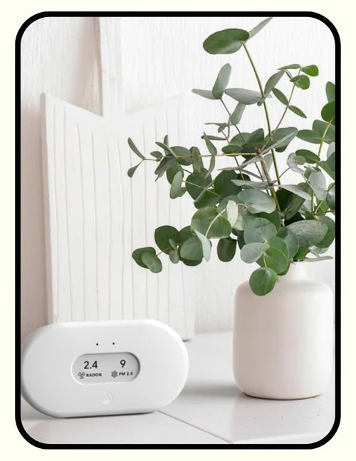 Airthings View Plus indoor air quality monitor tracking PM2.5, VOCs, and radon