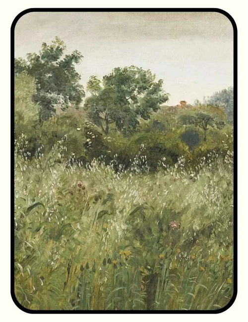 Vintage-style heirloom nature print art displayed in the living room