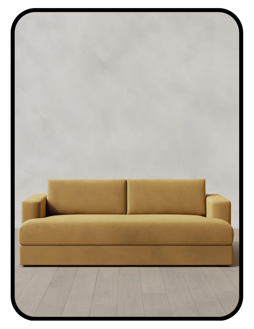 Quince couch with OEKO-TEX Class II polyester and low-formaldehyde certified frame