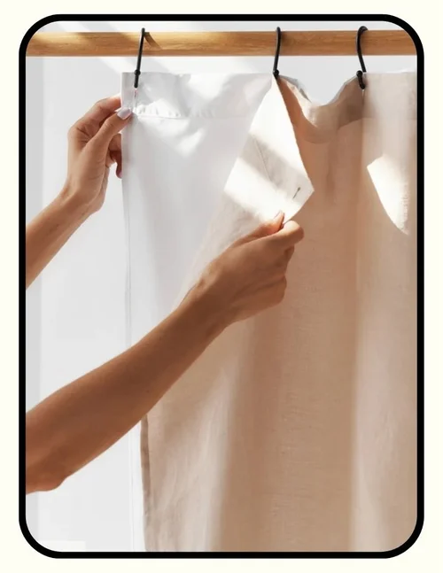 Magic Linen OEKO-TEX linen shower curtain with removable polyester liner