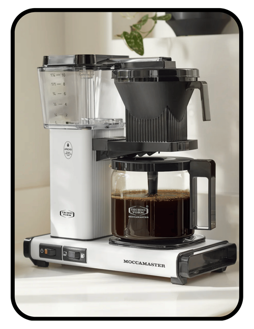Moccamaster drip coffee brewer made with BPA-free plastic, stainless steel, and glass