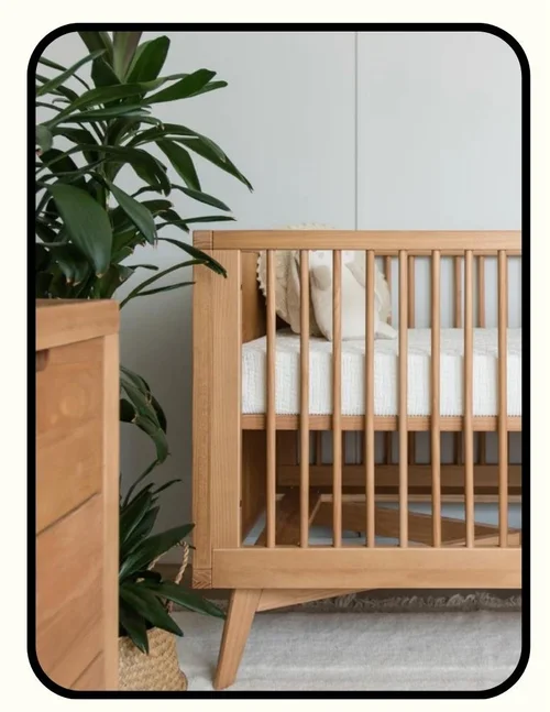 Simply Nursery solid wood crib with plant-based stain